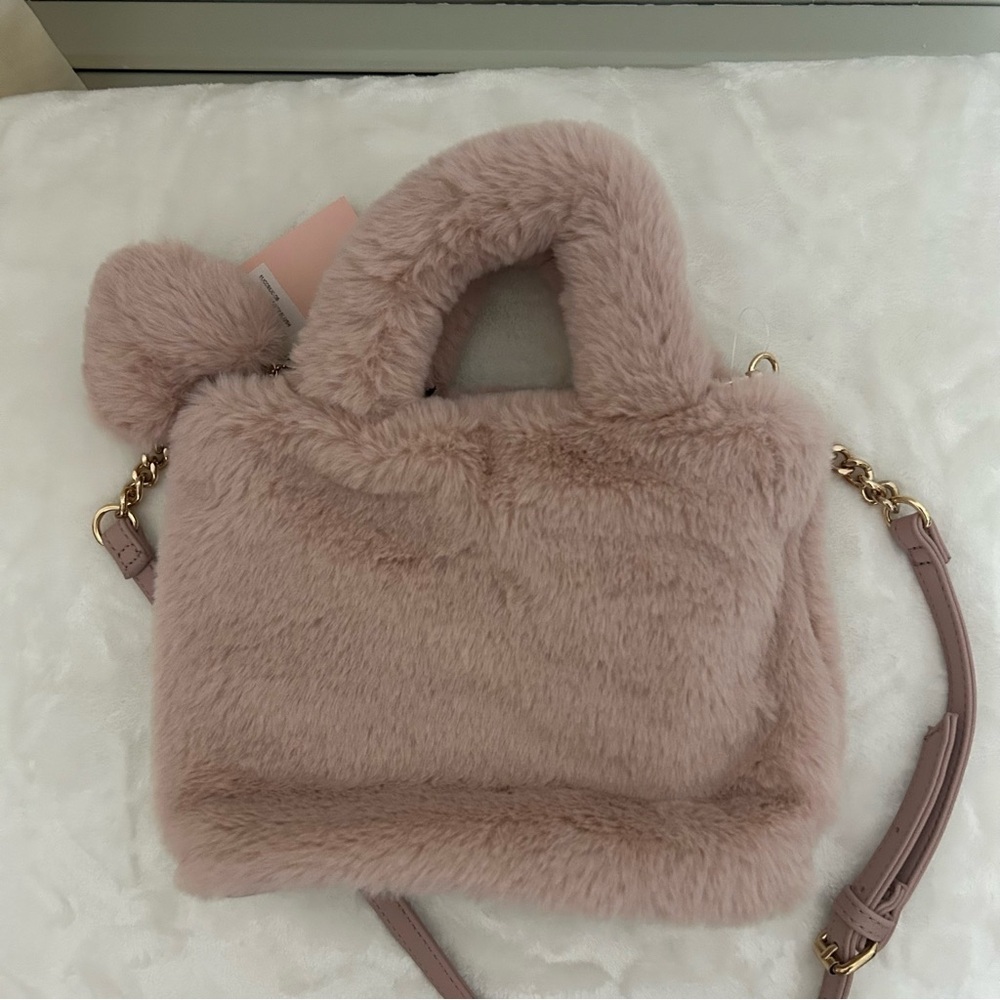 NWT Juicy Couture Faux Fur Mini Tote Bag - Dusty Rose Pink - Picture 4 of 6